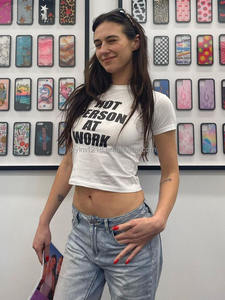 מותאם אישית נשים חולצת טריקו העליונה חולצת טריקו לוגו מודפס הבציר דפוס נשים חולצת נשים רזה סקסי העליון - Product Image 3