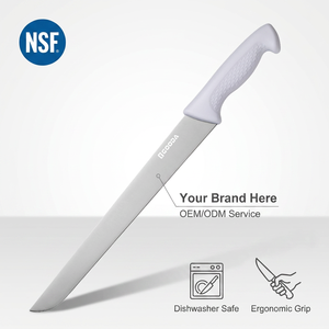 Couteau de boucher professionnel de 12 pouces avec logo personnalisé, en acier inoxydable certifié NSF, manche en PP blanc pour la transformation de la viande à usage commercial - Product Image 1