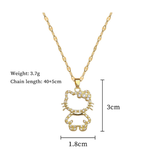 Collar con Colgante de Gato Hello Kitty de Acero Inoxidable con Baño de Oro PVD de 18K y Circonitas, Diseño de Dibujos Animados, Sin Deslustre, para Mujer - Product Image 6