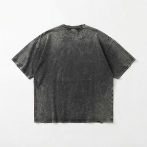 T-shirt Homme Oversize en Coton 100% Délavé à l'Acide, Col Rond, Manches Courtes, Tricoté, Couleur Unie, Devant Uni, Style Streetwear Minimaliste - Product Image 2