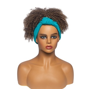 Factory Wholesale Cheap Short Afro Kinky Curly Headband <strong>Wig</strong> Ombre Brown Synthetic <strong>Turquoise</strong> Blue Headband <strong>Wig</strong> for Black Women - Product Image 1