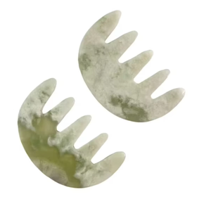 Peine de jade xiuyan verde claro, gua sha para el cuero cabelludo - Product Image 2