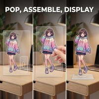 HanXin Ensemble de supports en acrylique personnalisés pour figurines d'anime, à assembler soi-même par découpe laser, décoration de bureau, vente en gros, fournisseur d'usine