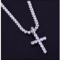 Collier pendentif croix en moissanite, chaîne tennis, entièrement pavé, en argent 925, style hip-hop, religieux, pour homme, bijoux personnalisés, cadeau