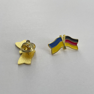 Spilla con doppia bandiera del paese tutta la spilla dello smalto dell'amicizia del paese con magnete a farfalla Custom Clutch in metallo - Product Image 4