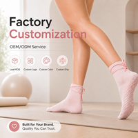 Chaussettes de yoga en coton tricoté personnalisées de haute qualité pour femmes, antidérapantes, pour Pilates et fitness, avec grip et lanières