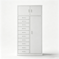 Armoire de rangement métallique Xinanda à 3 portes et 10 tiroirs, montage au sol, blanche, pour atelier, bureau, classement, rangement multi-compartiments pour outils et pièces