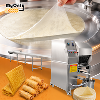 Machine automatique de fabrication de feuilles de rouleaux de printemps chinois, de samosas et de lumpias, avec fonction de chauffage et de formage par pâte.