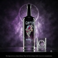 Bouteille de vodka en verre sérigraphiée dégradée 1000 ml, vide, ronde, pour spiritueux, personnalisable, haute qualité, vente en gros