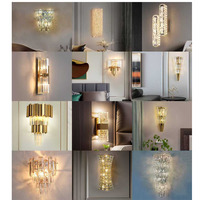 Lampu Dinding Led kristal putih hangat, lampu tembok baja tahan karat emas mewah Modern untuk ruang tamu samping tempat tidur kamar mandi