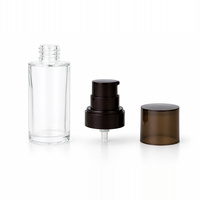 Flacon de sérum en verre dépoli transparent de 30 ml avec épaule plate, base lourde, pompe à lotion et bouchon compte-gouttes, logo personnalisé