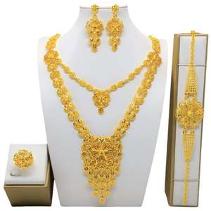 Parures de bijoux de mariage pour femmes en gros Dubaï, <span class=keywords><strong>plaqué</strong></span> <span class=keywords><strong>or</strong></span> 24 carats, dernières tendances - Product Image 1