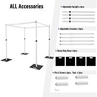 Kit télescopique carré K38 10x10 pieds, support de fond de scène réglable large et carré, support de fond de scène robuste, arche de mariage
