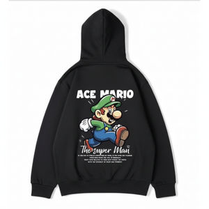 Felpe con Cappuccio Casual Personalizzate 300g Nere con Stampa 3D Ricamo Anti-Piega Tessuto French Terry con Design Invecchiato - Product Image 2