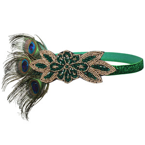 Conjunto de diadema, pendientes, guantes y collar con plumas de pavo real vintage, accesorios de joyería para disfraz de fiesta para mujer - Product Image 2
