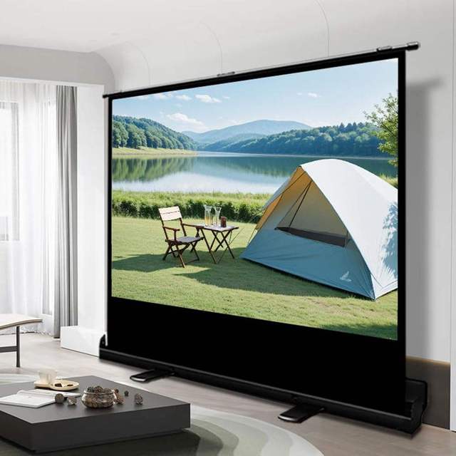 High Quality Matt White X-Frame Standing Floor Pull up Projection Screen 100inch 16:9 Manual Projector Screen for Home Movie