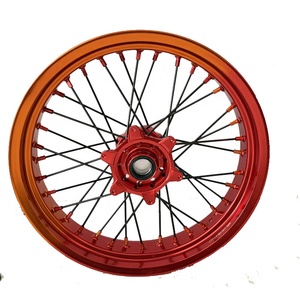 Ensemble de roues <span class=keywords><strong>Supermotard</strong></span> de 17 pouces, roues en alliage d'aluminium rouge et orange, 17x3.5 17x5.0 pour moto, <span class=keywords><strong>dirt</strong></span> bike, remplacement - Product Image 4