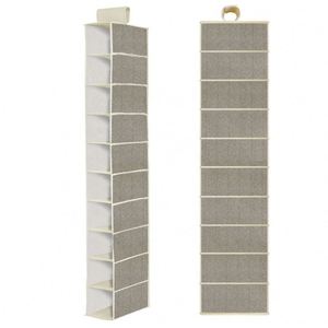 Custom Logo Non Woven Fabric 10 Shelf Foldable Hanging Organizer Hanging Closet <b>Storage</b> Bag for Clothing <b>Shoes</b> - Product Image 1