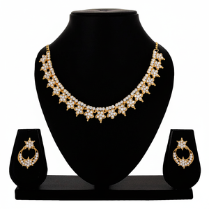 Conjunto de Gargantilla con tachuelas de piedra de Fantasía Floral - Product Image 1