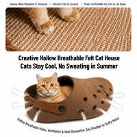 Nouveau Lit pour Chat en Feutre 2026 avec Griffoir, Forme Sabot Mignonne, Maison pour Chat Creuse et Respirante avec Tapis en Jute, Planches à Griffer pour Chat
