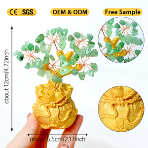 Handmade Fengshui Natural Quartz Chips Money Bag <b>Tree</b> Crystal Healing Stone Fortune <b>Tree</b> - Product Image 2