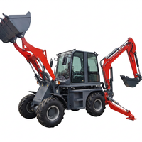 Chargeuse-pelleteuse sur roues avec bras de fouille hydraulique pour travaux de terrassement