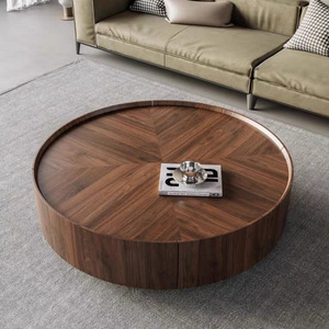 Table basse en bois massif style nordique italien, design moderne de luxe léger pour salon, petit appartement, noyer, 1 pièce, garantie 1 an - Product Image 6