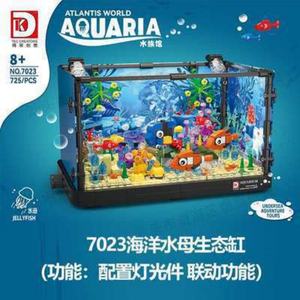 Ensemble de blocs de construction d'aquarium d'organismes marins Moc, animaux aquatiques mobiles, aquarium, bricolage, assemblage de briques, kit de jouets avec lumière - Product Image 5