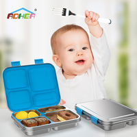 Aohea Portable Edelstahl Isolierte versiegelte Brotdose Auslaufs ichere Lunch Bento Box 4-fach Bento Box für Kinder