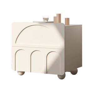 Cream Style Bedside Table White Modern Minimalism Multi-functional <strong>Panel</strong> Small Bedroom Storage Furniture - Product Image 5