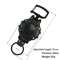 Nouvel arrivage : Porte-clés rétractable de type Hover avec câble verrouillable, robuste, boucle carrée en plastique noir, enrouleur de badge avec câble de longueur réglable