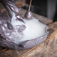 Statue de Dragon en céramique de haute qualité encensoir brûleur à reflux porte-cône d'encens cascade