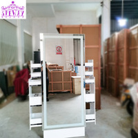 Miroir de salon de coiffure de luxe, miroir de corps entier, miroir rectangulaire avec armoire de rangement