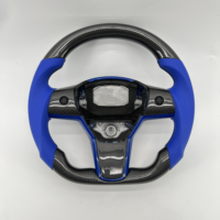 Volant en fibre de carbone perforé bleu brillant de qualité supérieure pour Tesla Model 3/Y - Prix d'usine excellent