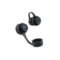 Conector Hembra USB 3.0 de Paso con Rosca M20 IP68 y Tapa, Montaje en Panel Micro Socket, Adaptador de Aviación