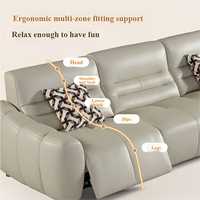 Ensemble de canapés modulaires sectionnels en cuir crème moderne avec fonction de relaxation électrique, prêt à être expédié, pour hôtels, villas et vente en gros de mobilier