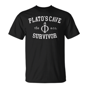 T-shirt Plato's Cave Survivor noir unisexe à col rond et manches courtes avec motif de philosophie - Product Image 2