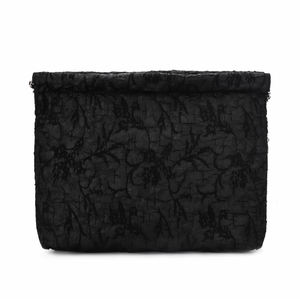 Sac en coton, design simple, noir et blanc, pour femme, avec bouton magnétique, sacs solides plissés et froissés avec chaîne - Product Image 2