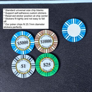 Fichas de Póker de Cerámica Blancas Profesionales Coolstar de 39 mm y 9.1 g con Espacio para Pegatina Empotrada para Logotipo Personalizado, Fichas de Casino Profesionales - Product Image 2