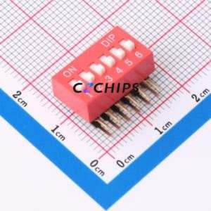 DT-06HT DIP Switch Through hole Component (THT),P=2.54mm Switch Flat Toggle, Raised Type Single Pole Single Throw 6 2.54mm - Product Image 1