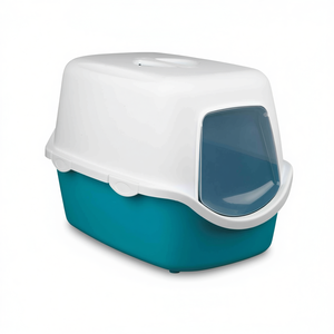 Bandeja para arena de gatos 40x40x56 cm color turquesa crema cerrada con puerta para uso en interiores - Product Image 2