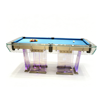 Table de billard de luxe moderne en verre transparent noir ardoise, 8 pieds, en verre cristal, pour la maison, directement de l'usine