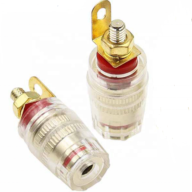 GIET Gold-plated M4 Copper Transparent Crystal Waterproof Male/Female Banana Plug Socket for Power Amplifier Speaker Cabinet