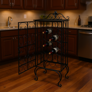 Estante para vinos de metal para 28 botellas, diseño vintage, resistente al óxido, gabinete de almacenamiento de hierro para uso en el hogar, bar o fiestas. - Product Image 2