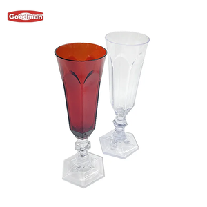 Copas y flautas de champán de plástico acrílico en rojo-Diseño claro-Esencial para fiestas y bares - Product Image 6