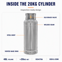 Bouteille de gaz de cuisson standard de haute qualité pour l'Amérique latine et le Mexique, 20 kg vide, prix de la bouteille de gaz GPL