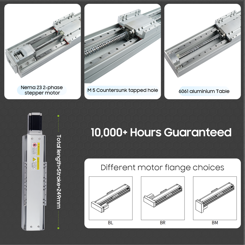 HYS100 G1605 50mm Ball Screw Module 50kg 6061 Dual Rail for CNC ...