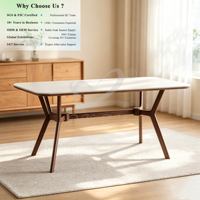 OKAY Mid-Century Kommerzieller X-Rahmen Esstisch mit MDF-Platte und Walnussholzbeinen für Zuhause, Café, Restaurant und Freizeitbereiche