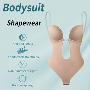 Sexy Full Bodyshaper mujeres Deep <span class=keywords><strong>V</strong></span> Convertible Bra Tanga Body Backless acolchado Push up ropa interior adelgazante Shapewear - Product Image 4