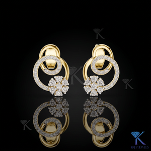 ต่างหูเพชร CVD ทรงกลมลายดอกไม้เคลือบทองคำแท้ 14K 18K สำหรับผู้หญิง ดีไซน์หรูหรา ผลิตโดยผู้ผลิตเครื่องประดับแฟชั่นชั้นสูง - Product Image 1